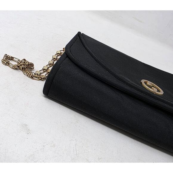 Vintage 70s Gucci Blondie GG Canvas Purse Clutch Brass Chain Made in Italy Black - Picture 9 of 14